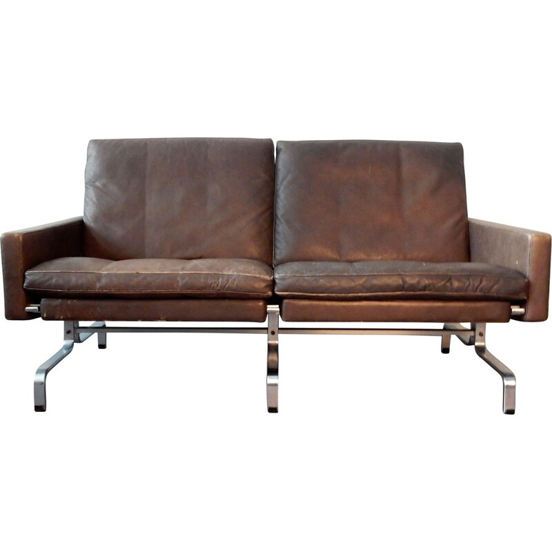 Mid-Century Brown Leather Sofa by Poul Kjærholm for E. Kold Christensen Denmark