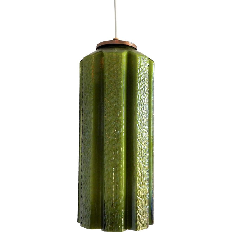 Vintage groen glazen hanglamp van Helena Tynell voor Flygsfors, Zweden 1960