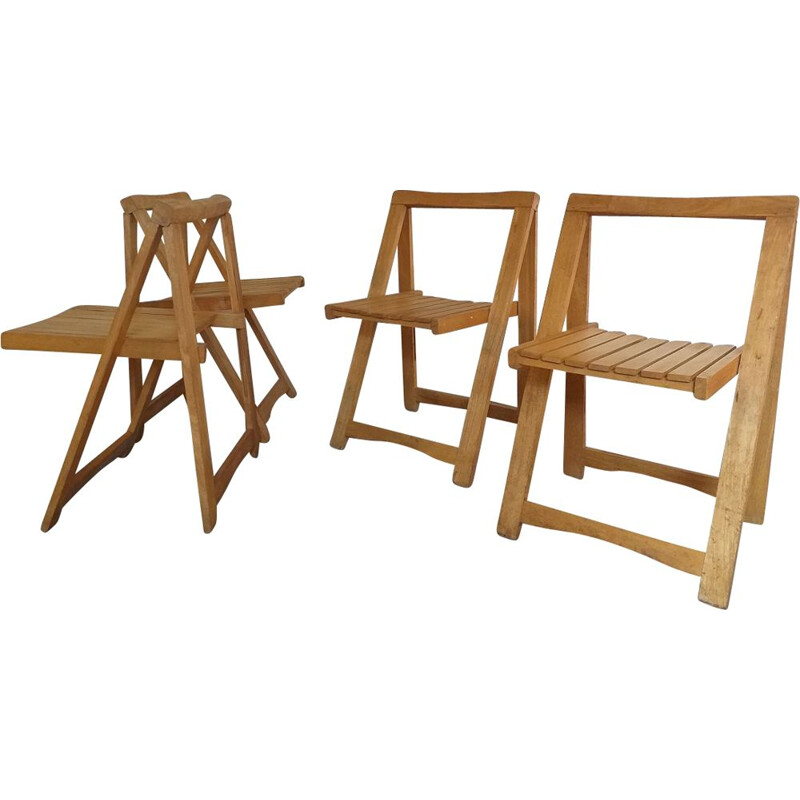 Set of 4 vintage folding chairs Aldo Jacober 1970s