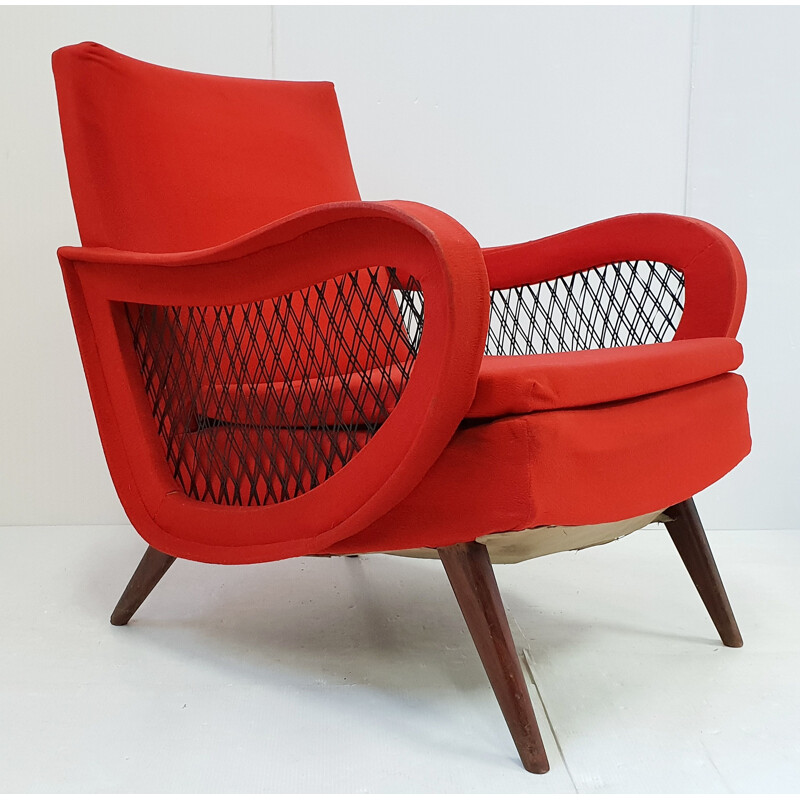 Vintage verende fauteuil 1950