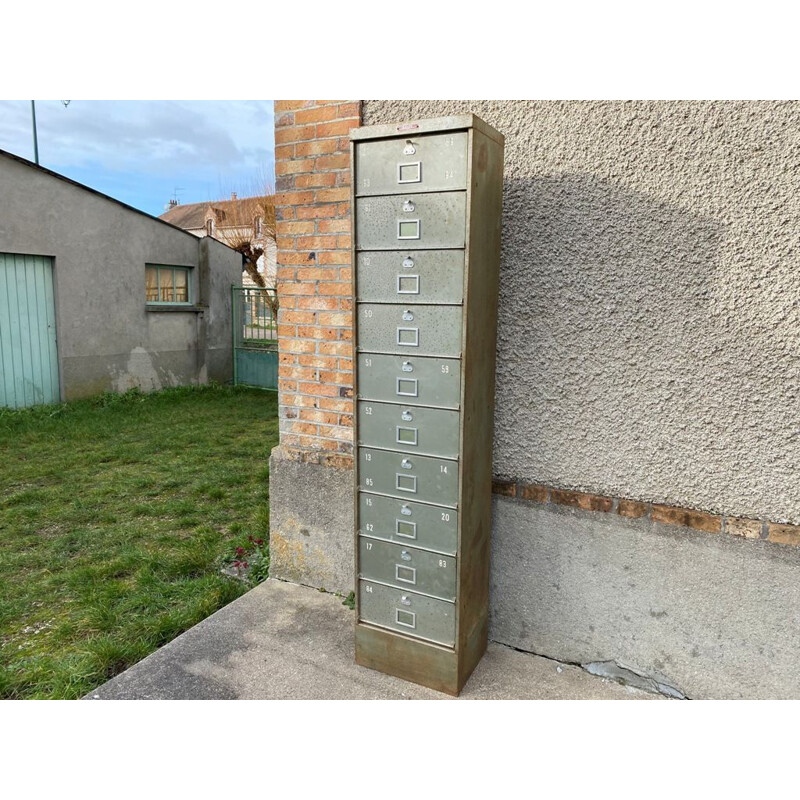 Vintage Wine cabinet with 10 flaps industrial rack metal Abair 1950s