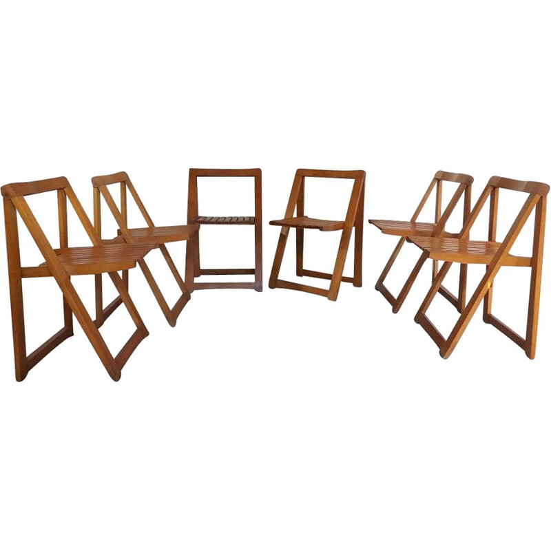 Set of 6 vintage folding chairs Aldo Jacober 1970s