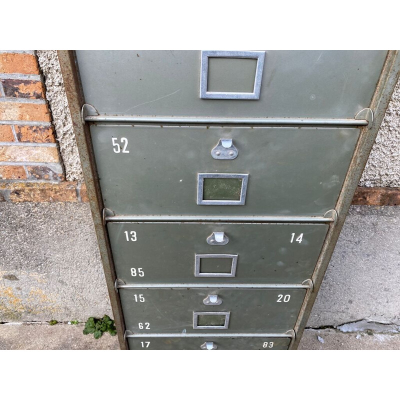 Vintage Wine cabinet with 10 flaps industrial rack metal Abair 1950s