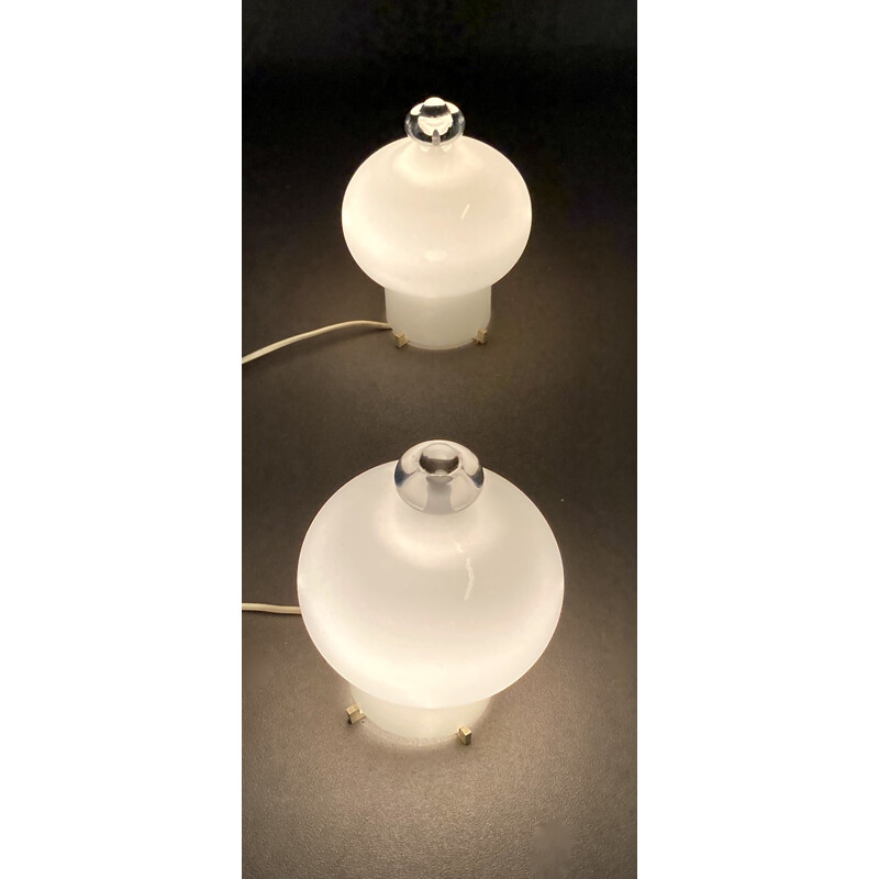 Pair of vintage glass lamps 1960s