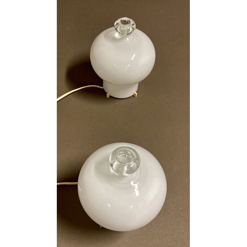 Pair of vintage glass lamps 1960s