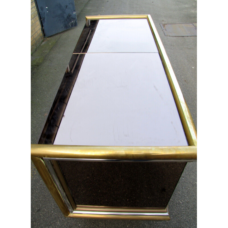 Vintage mirrored sideboard from Sandro Petti with an electric elevator bar Italy 1970s
