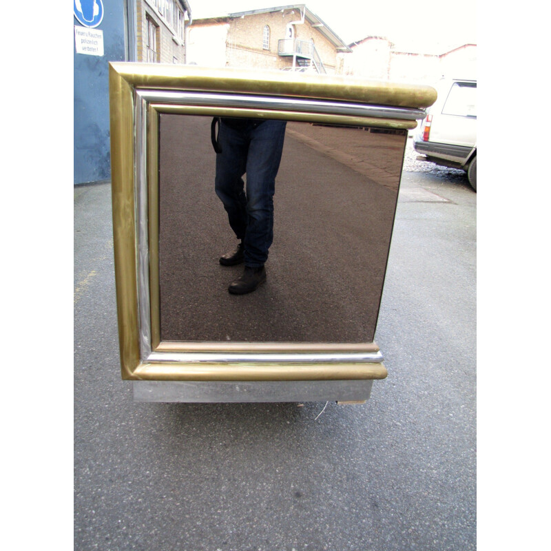 Vintage mirrored sideboard from Sandro Petti with an electric elevator bar Italy 1970s