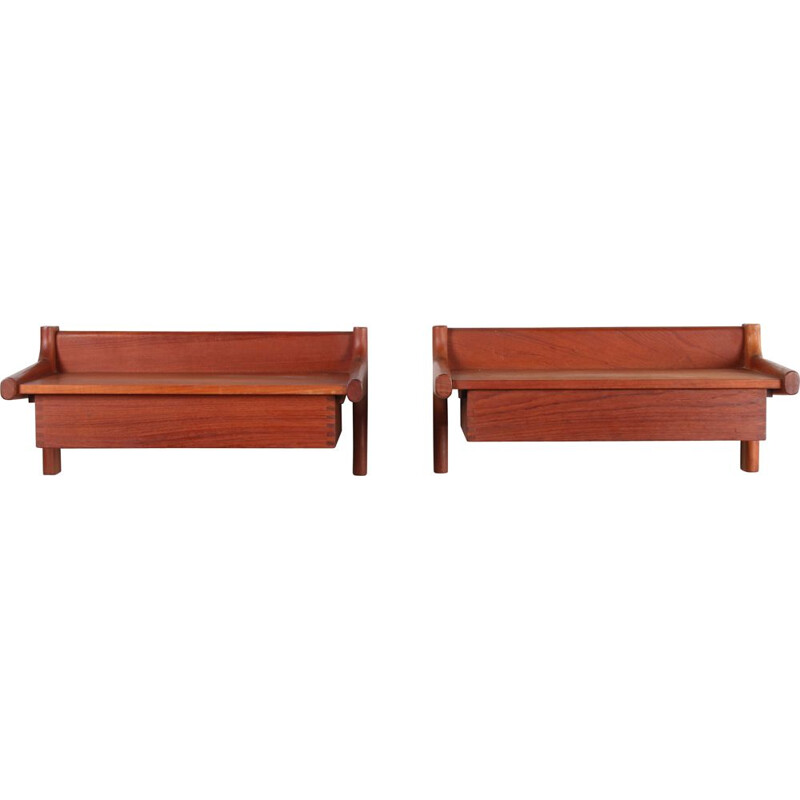 Pair of vintage teak night tables by Borge Mogensen, Danish 1960s