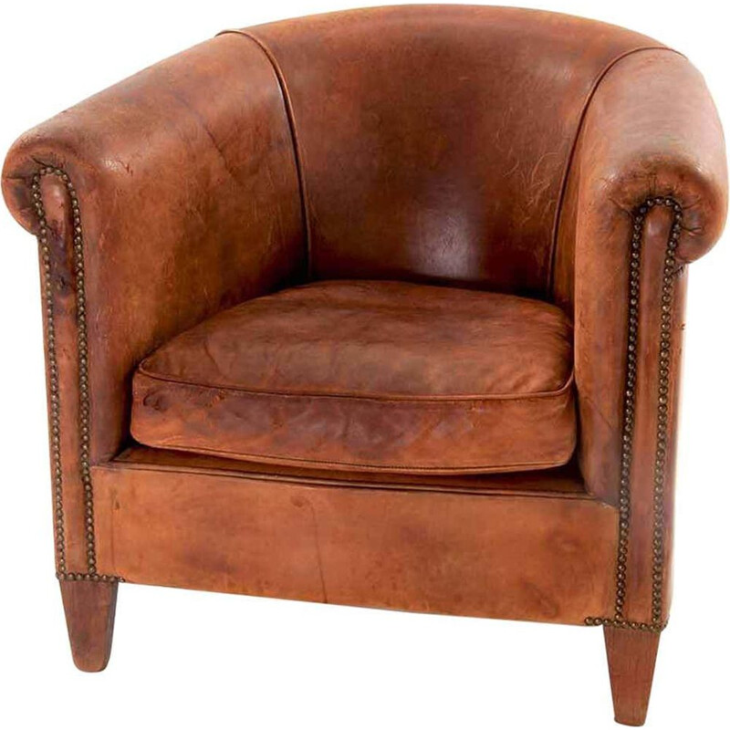 Vintage leather armchair, Dutch 1970