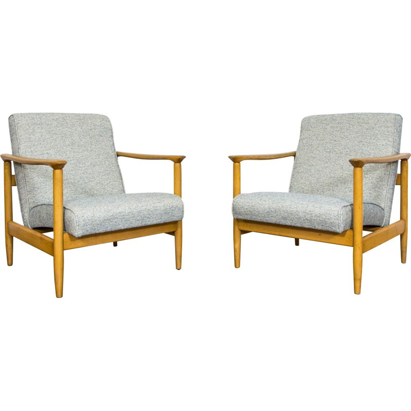 Pair of vintage armchairs GFM-142 by Edmund Homa for Gościcińskie Fabryki Mebli 1960