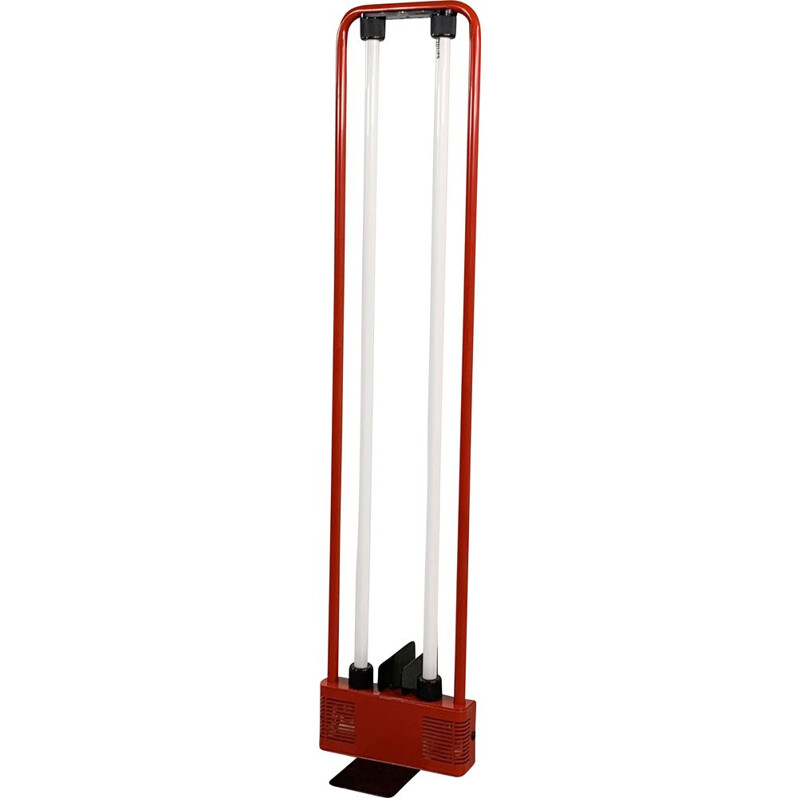 Gian N. Gigante's vintage red fluorescent floor lamp for Zerbetto 1980