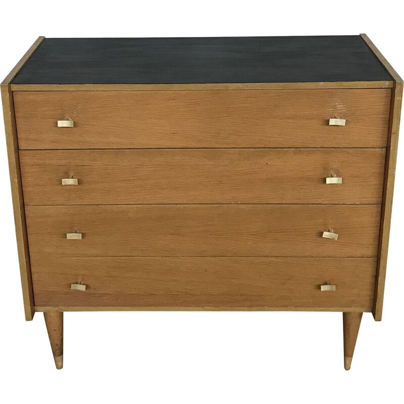 Commode vintage moderniste pieds fuseaux, français 1950