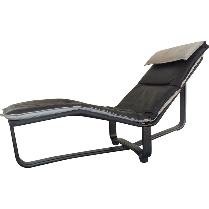 Vintage Rest black leather lounge armchair by Ingmar Relling, Scandinavian 1970