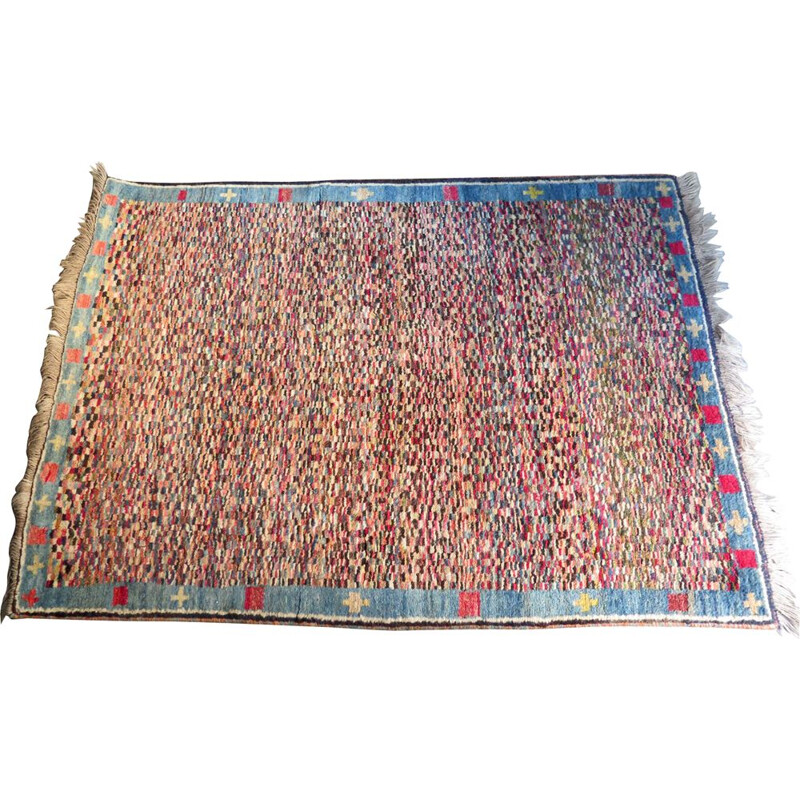 Vintage blauwachtig wollen tapijt, 1950