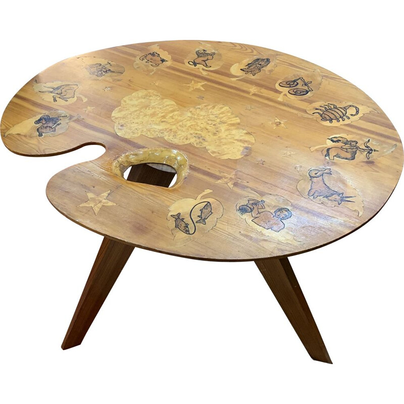 Table vintage cendrier incorporé de cérart de monaco 1960