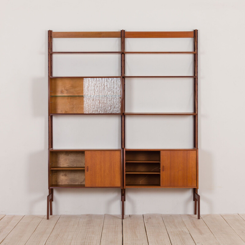 Vintage Free standing teak wall unit by Torbjorn Afdal For Bruksbo Tyristrand Norway 1960s