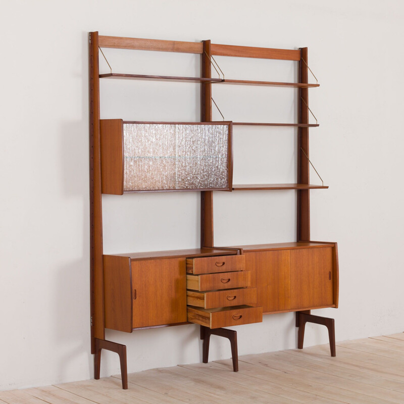 Vintage Free standing teak wall unit by Torbjorn Afdal For Bruksbo Tyristrand Norway 1960s