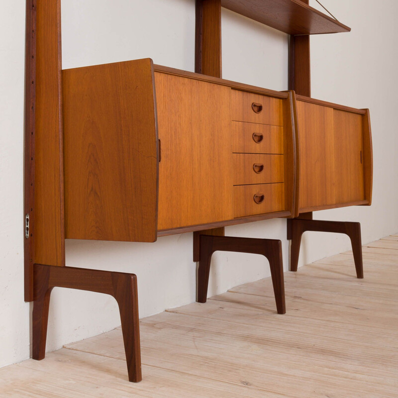 Vintage Free standing teak wall unit by Torbjorn Afdal For Bruksbo Tyristrand Norway 1960s