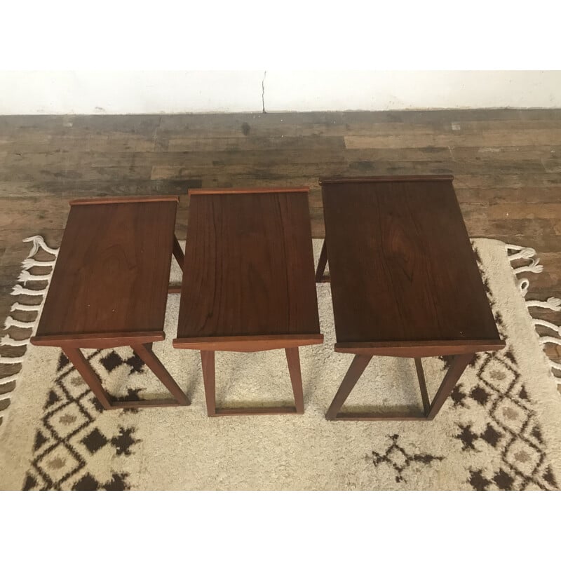 Tables gigognes vintage en teck scandinave 1960