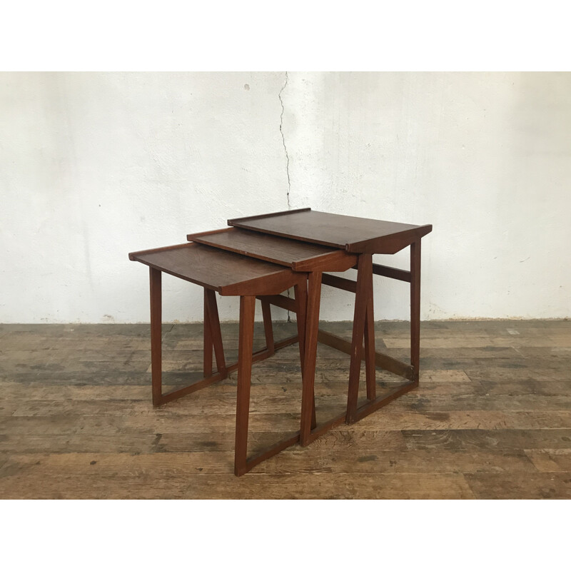 Vintage teak nesting tables Scandinavian 1960s