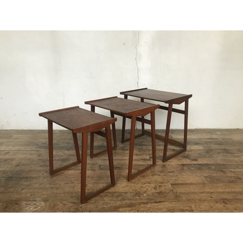 Tables gigognes vintage en teck scandinave 1960