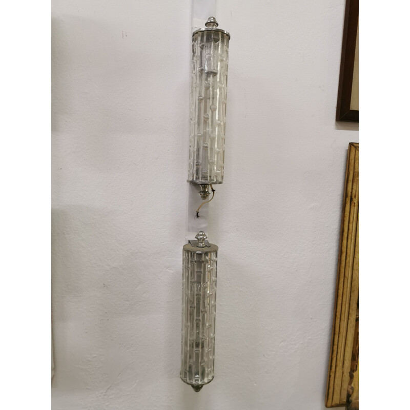 Pair of vintage wall lamps in murano glass and steel by Toni Zuccheri, Italy 1960