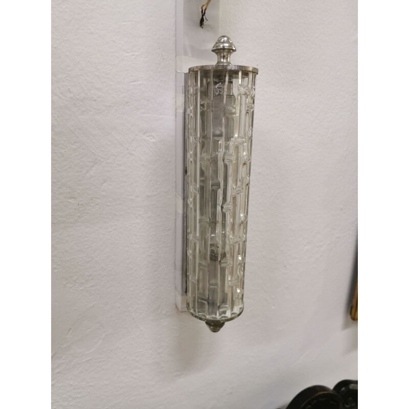 Pareja de apliques vintage en cristal de murano y acero de Toni Zuccheri, Italia 1960