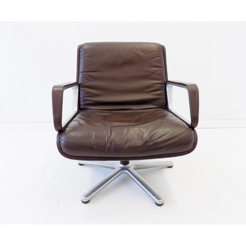 Vintage brown leather lounge chair by Wilkhahn Delta  1960s