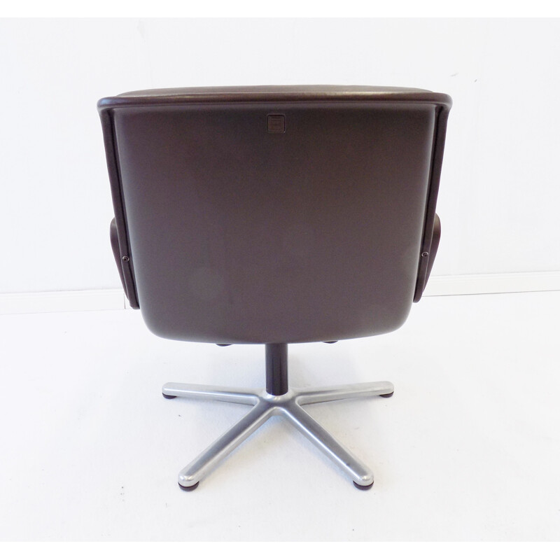 Vintage brown leather lounge chair by Wilkhahn Delta  1960s