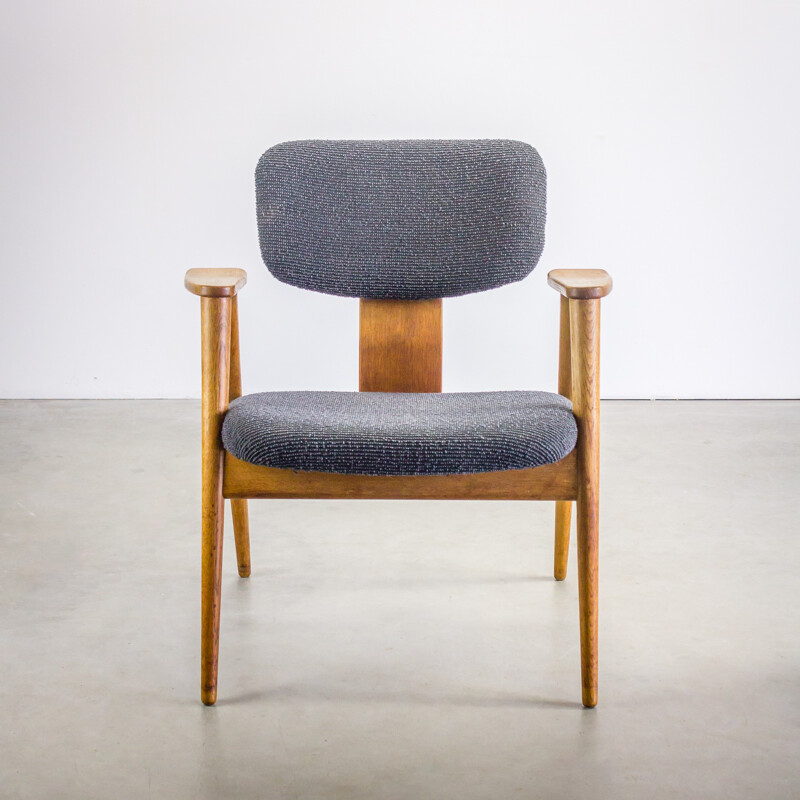 Pair of Pastoe "FB14" armchairs in teak and grey fabric, Cees BRAAKMAN - 1950s