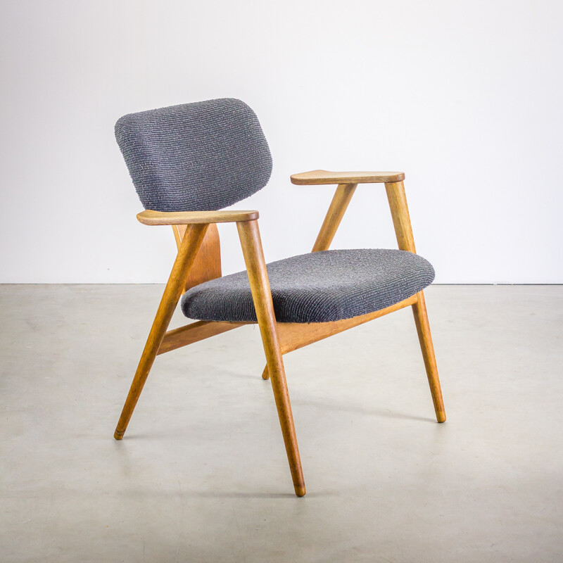 Pair of Pastoe "FB14" armchairs in teak and grey fabric, Cees BRAAKMAN - 1950s