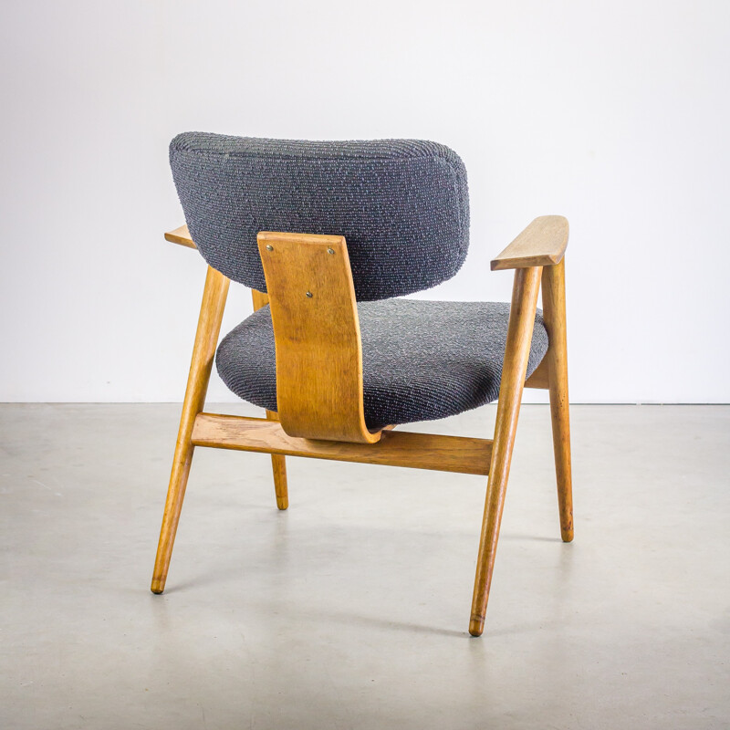 Pair of Pastoe "FB14" armchairs in teak and grey fabric, Cees BRAAKMAN - 1950s