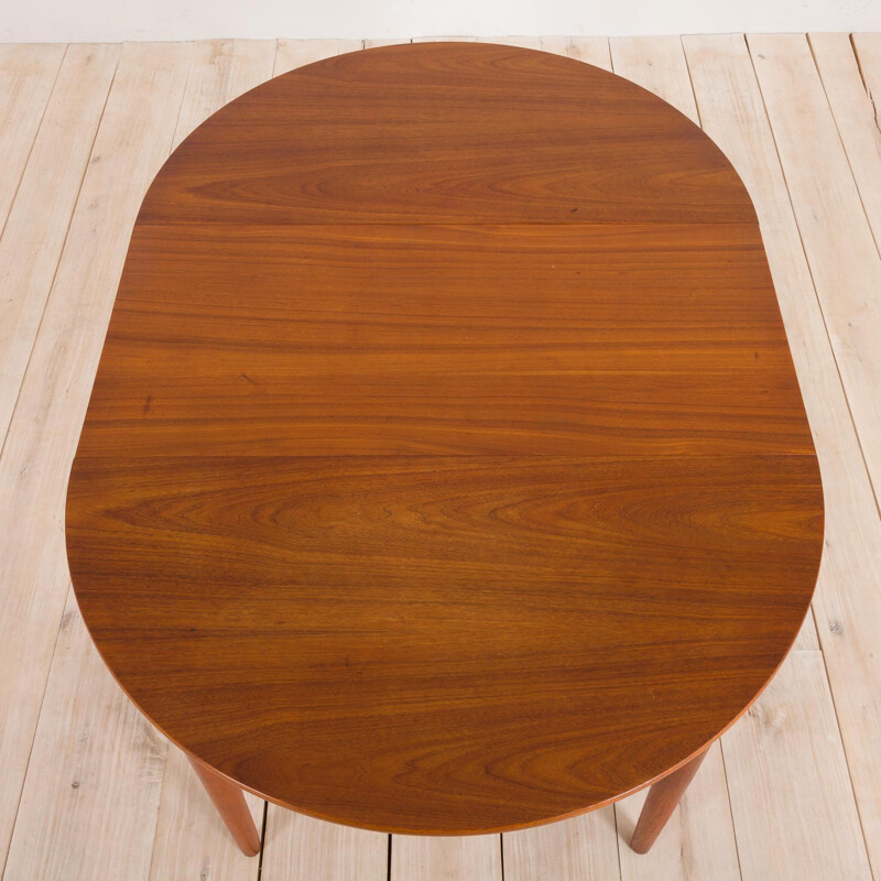 Vintage round extension table in teak Danish 1960s