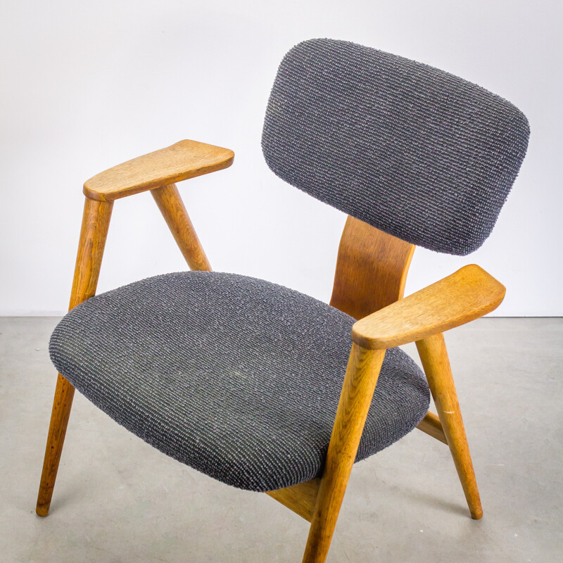 Paire de fauteuils "FB14" Pastoe en teck et tissu gris, Cees BRAAKMAN - 1950