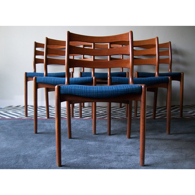 Set of 6 vintage teak chairs by Erik Buch Danish 1960s