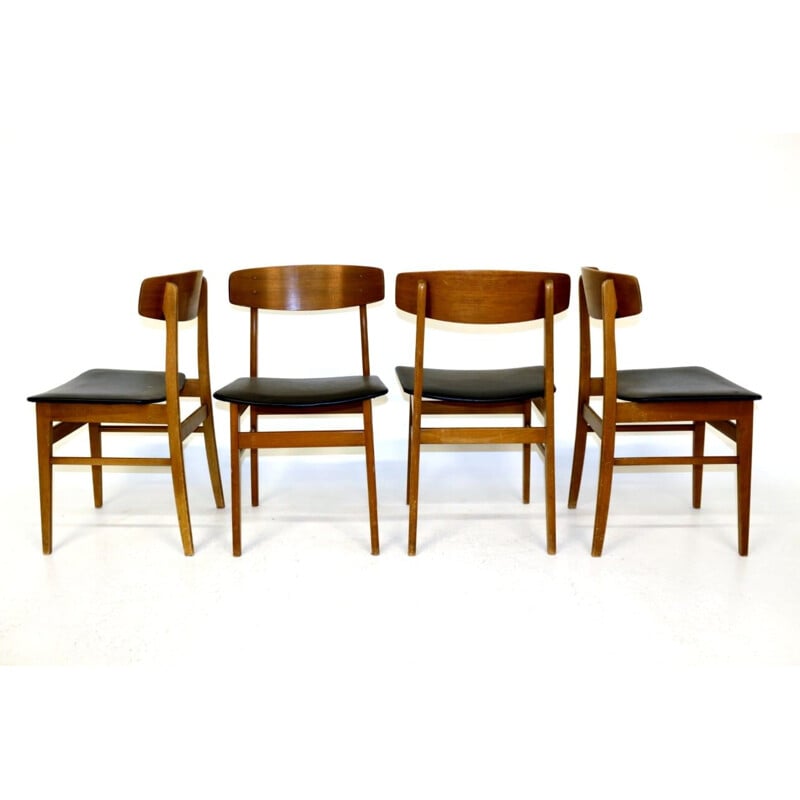 Set aus 4 Vintage-Stühlen aus Teakholz und Buche Dänemark 1960