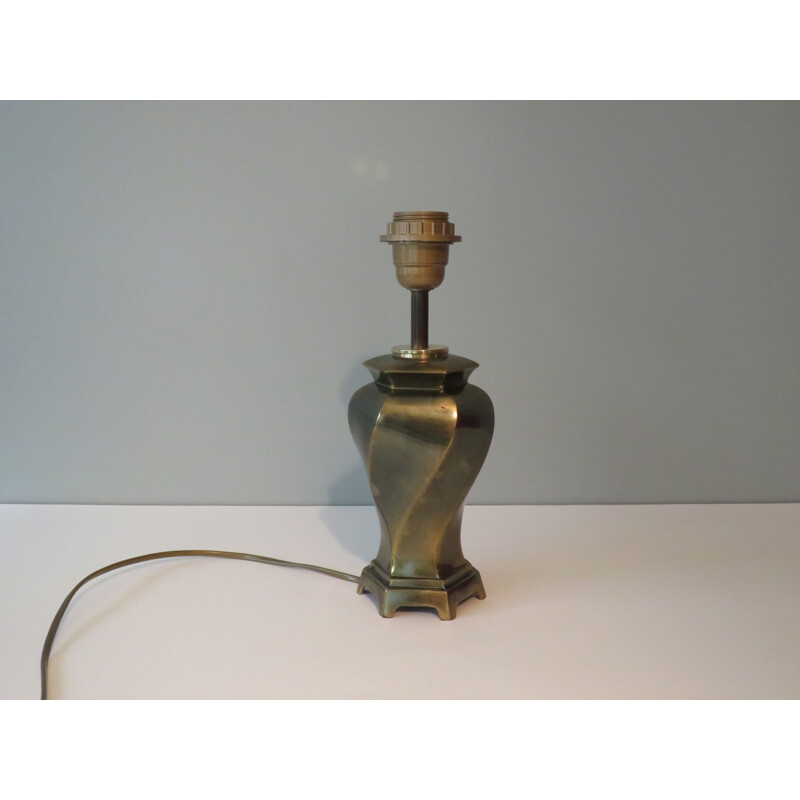 Lampe de table vintage en laiton torsadé, 1970