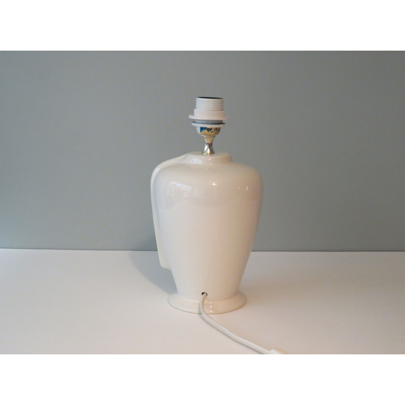 Lámpara de mesa vintage de cerámica blanca, 1980