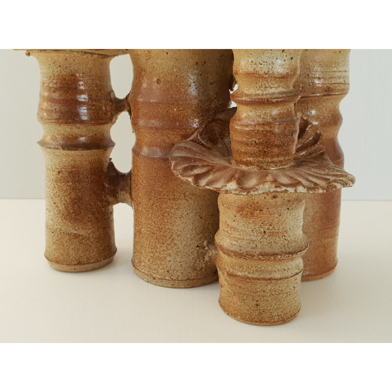 Vintage stoneware candlestick, 1970