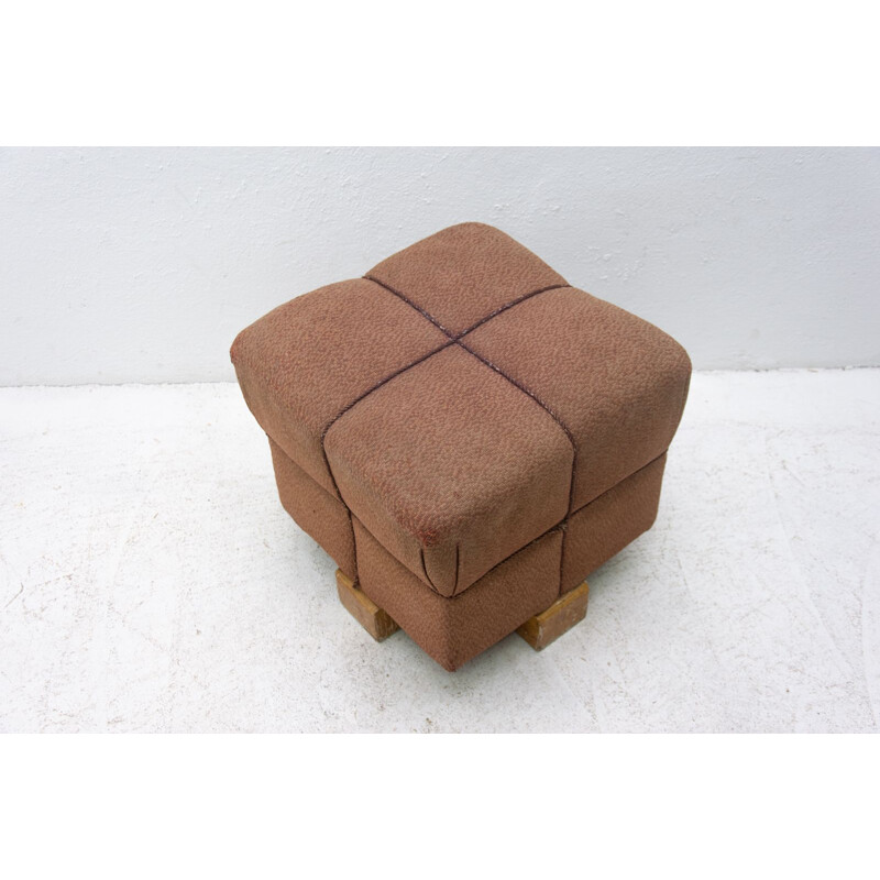 Vintage pouffe by Jindřich Halabala, Czechoslovakia 1950s