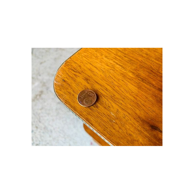 Vintage three-shelf teak and brass side table 1960s