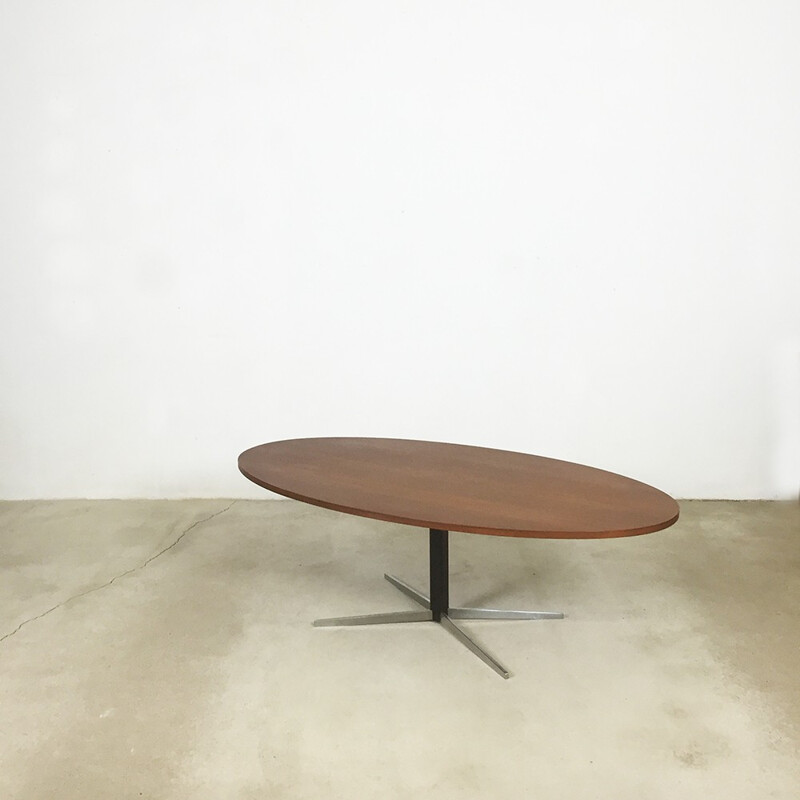 Adjustable Wilhelm Renz "Surfboard" coffee table or dining table in teak and metal - 1960s