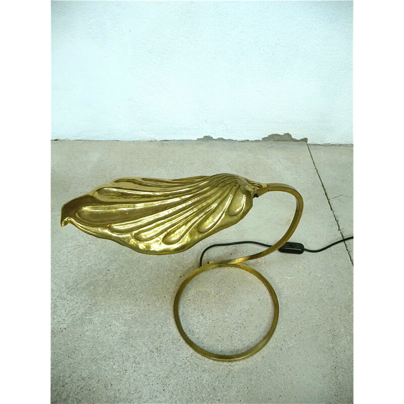 Carlo Giorgi "Golden Leaf" table lamp in gold colored brass, Tommaso BARBI - 1960s