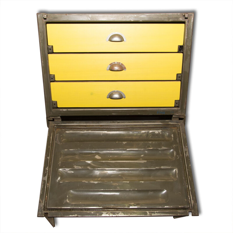 Vintage Army metal box chest of drawers 1950s