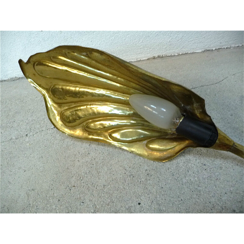 Lampe de table "Golden Leaf" Carlo Giorgi en brass doré, Tommaso BARBI - 1960