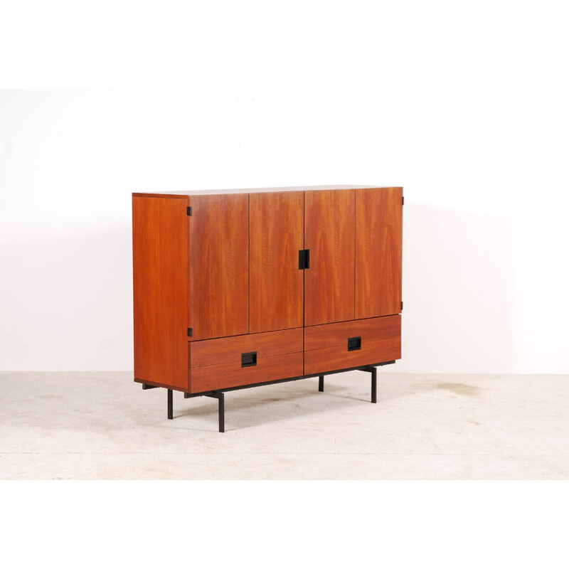 Vintage teak and metal sideboard from the Japanese series by Cees Braakman for Pastoe, 1958