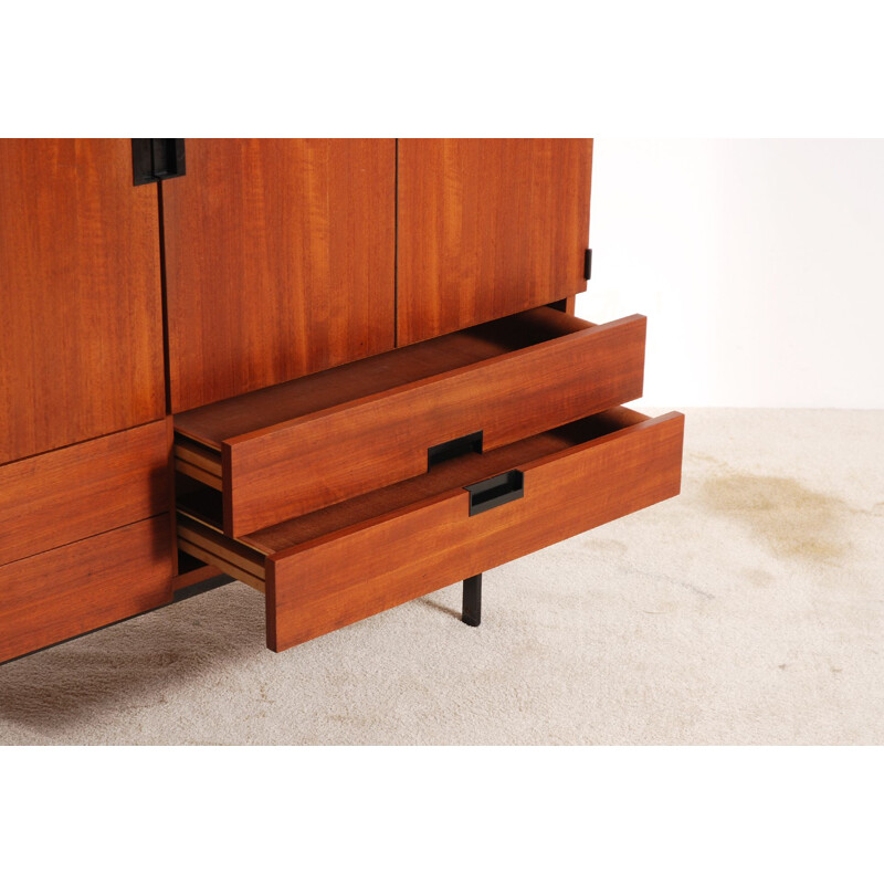 Vintage teak and metal sideboard from the Japanese series by Cees Braakman for Pastoe, 1958