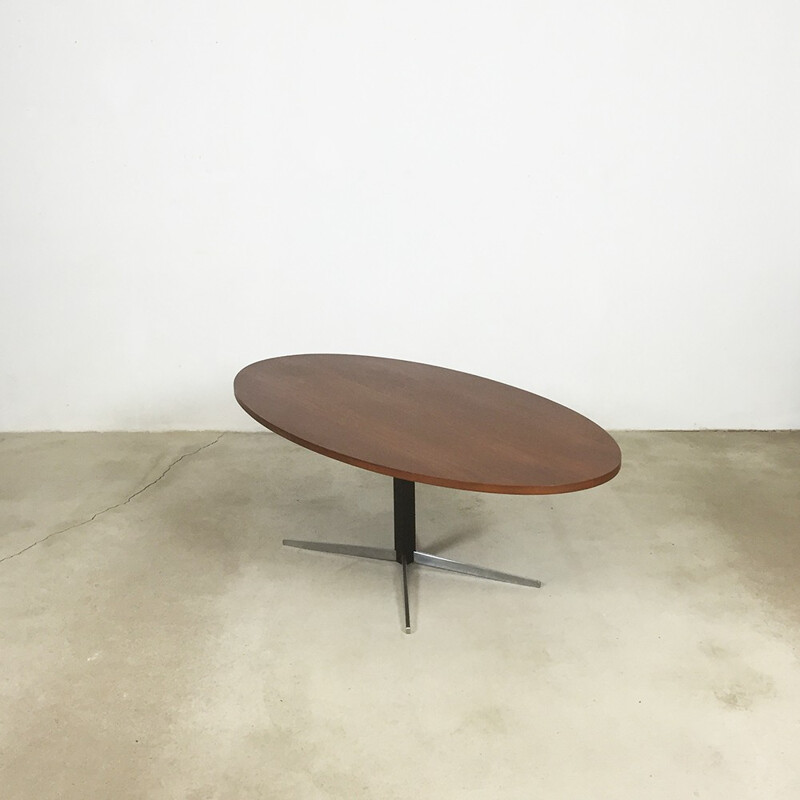 Adjustable Wilhelm Renz "Surfboard" coffee table or dining table in teak and metal - 1960s