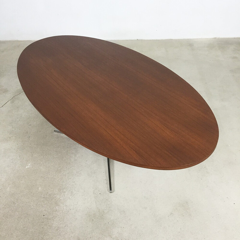 Adjustable Wilhelm Renz "Surfboard" coffee table or dining table in teak and metal - 1960s