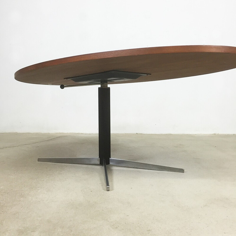 Table basse ou table à repas "Surfboard" Wilhelm Renz en teck et métal - 1960